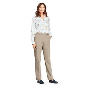 NWT LANDS' END 7 DAY ELASTIC BACK COMFORT WAIST PANTS KHAKI 8P (PETITE)